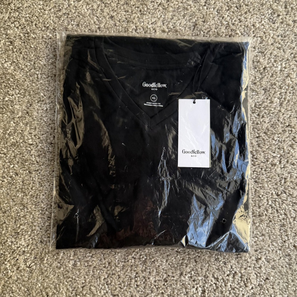 Goodfellow & Co Shirt Mens 5XL Black V-Neck Every Wear Tee T-Shirt Basic